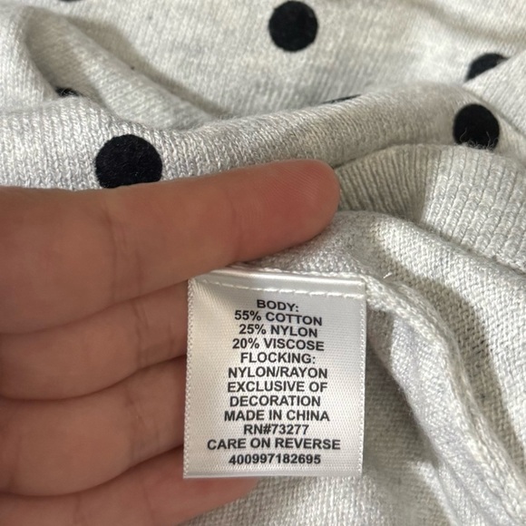 ELLE Flocked Dot Crewneck Sweater - Picture 6 of 6